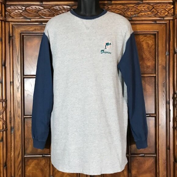 NFL Miami Dolphins Contrast Sleeve Long Sleeve Tshirt - Picture 1 of 7